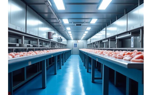 Fish processing line on the 'Ocean Pioneer' vessel